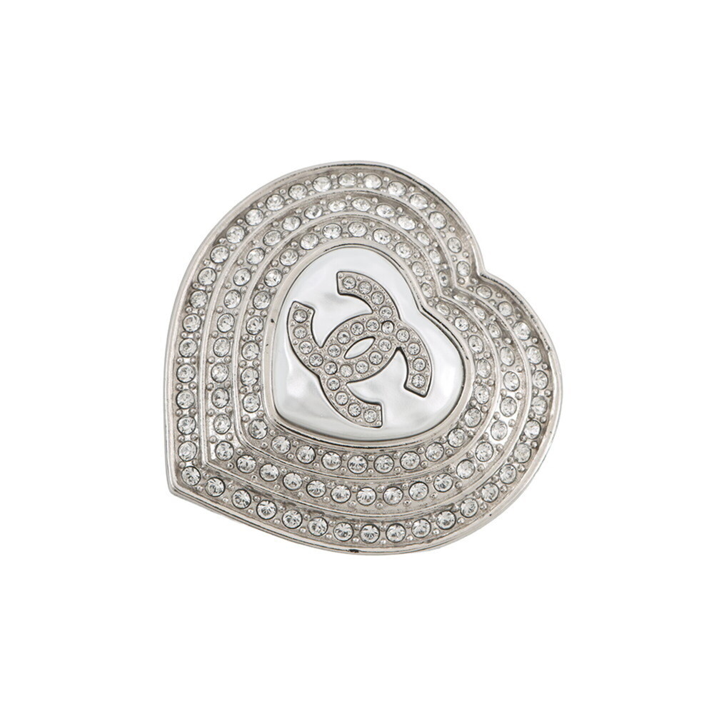 CHANEL Silver Logo Brooch
